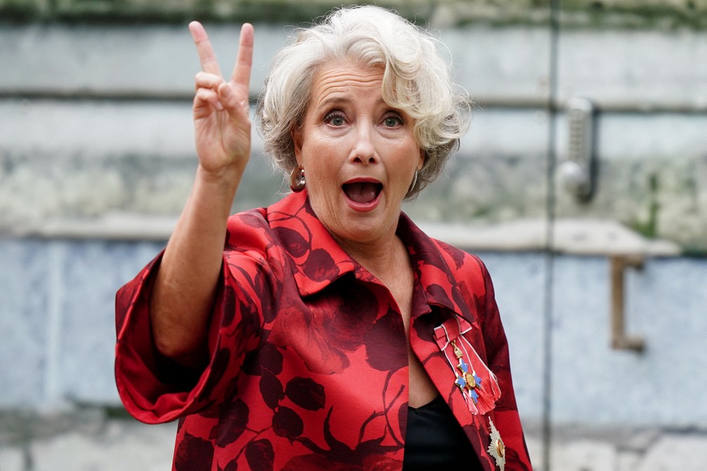 Actress Emma Thompson arrives at the coronation of King Charles III at Westminster Abbey in London.  — Photo: Jane Barlow/Pool via Reuters