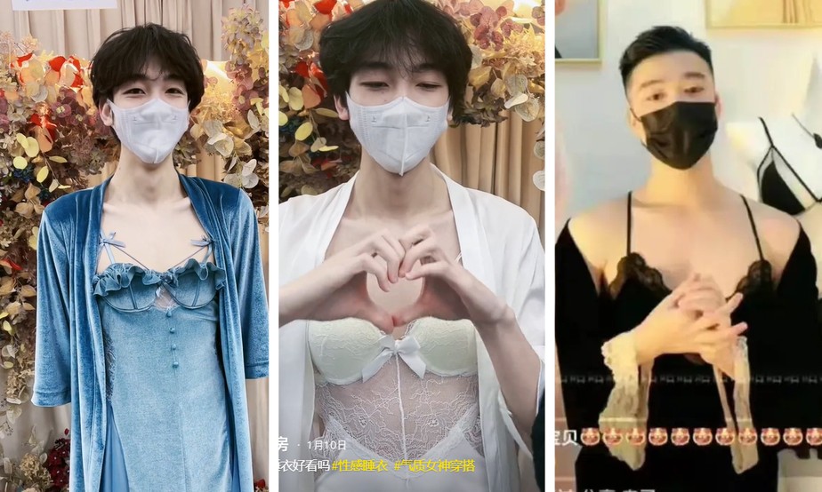 Homens viram modelos de lingerie feminina após China banir mulheres de usar roupas íntimas online