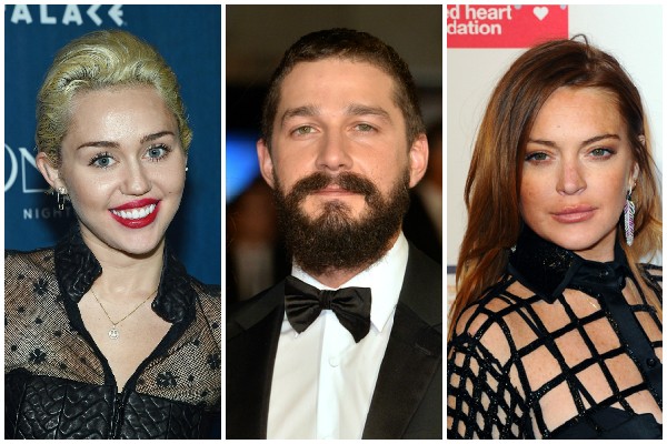 Miley Cyrus, Shia La Beouf e Lindsay Lohan (Foto: Getty Images)