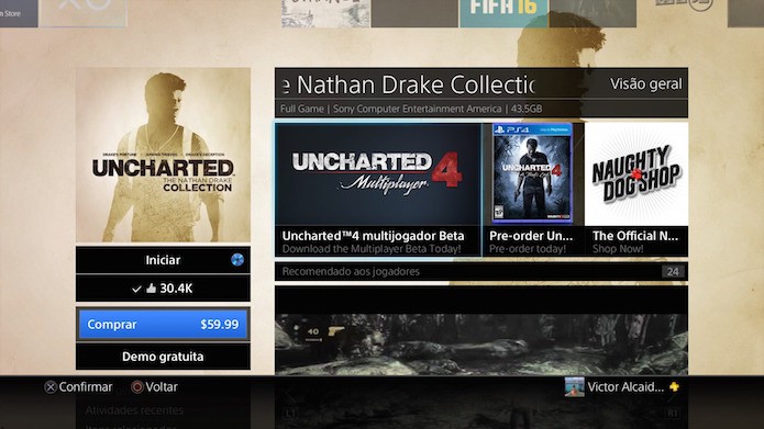 Acesse a opção Uncharted 4 multijogador Beta na página do game (Foto: Reprodução/Victor Teixeira)