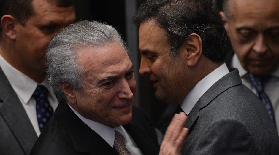 Michel Temer (PMDB), Presidente da República, e o senador Aécio Neves (PSDB) (Foto: Wikimedia Commons)
