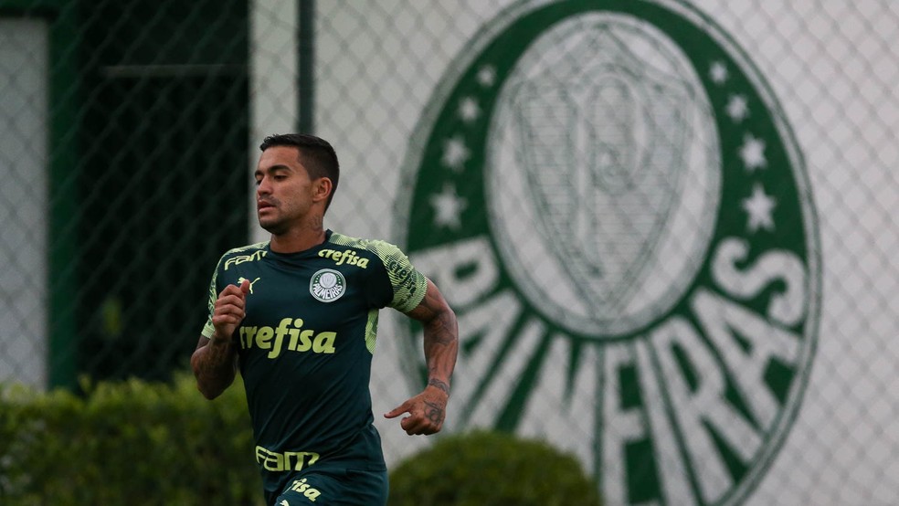 Dudu, durante treino na Academia de Futebol, em fevereiro — Foto: Cesar Greco/Ag. Palmeiras