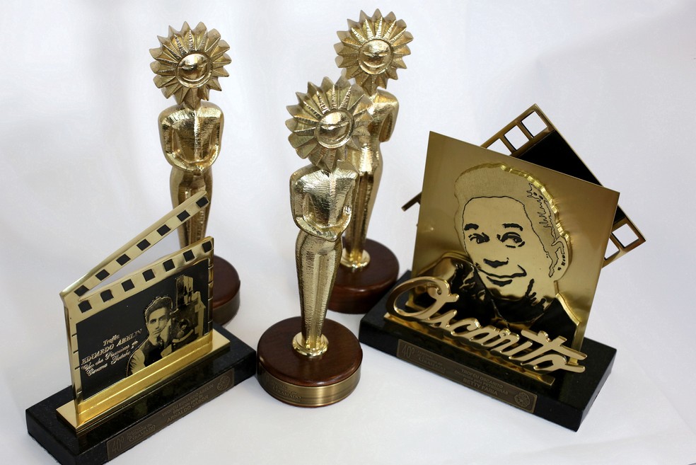 Tradicionais troféus que são distribuídos no Festival de Cinema de Gramado (Foto: Edison Vara / Pressphoto)