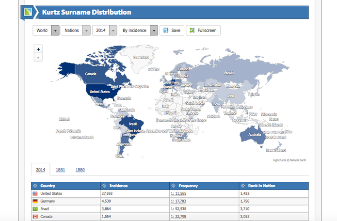 Mapa do Forebears revela países em que o seu sobrenome é mais popular (Foto: Reprodução/TechTudo)
