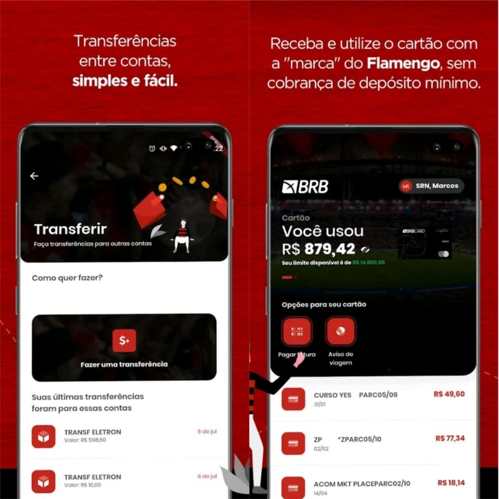 A conta digital BRB Flamengo não possui tarifas, mas os cartões, com exceção do + Querido, têm taxas de anuidade após o primeiro ano — Foto: Divulgação/Nação BRB Fla