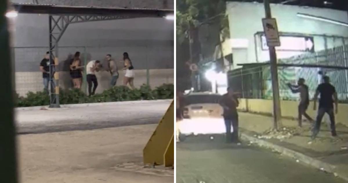 Policiais armados agridem homem e atiram para o alto em saída de boate em Fortaleza; veja o vídeo