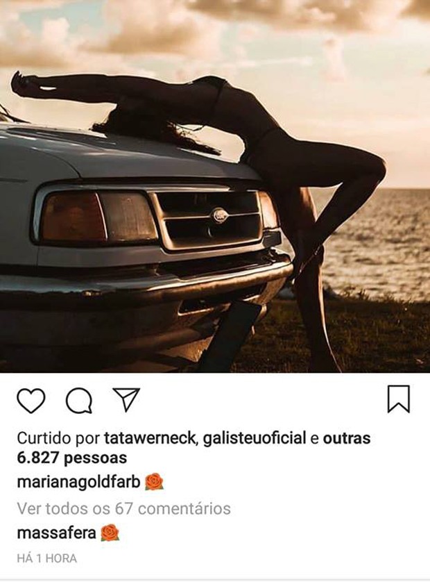 Grazi Massafera comenta post de Mariana Goldfarb, também ex de Cauã Reymond (Foto: Reprodução/Instagram)