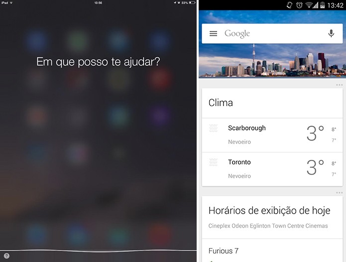 Siri e Google Now est?o dispon?veis em portugu?s com caracter?sticas pr?prias (Foto: Reprodu??o/Elson de Souza)
