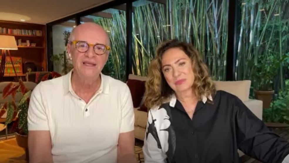 Marcos Caruso e Eliane Giardini falam com carinho sobre os netos — Foto: Globo