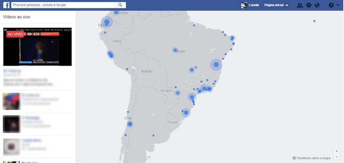 Mapa de vídeos ao vivo do Facebook (Foto: Reprodução/Camila Peres)