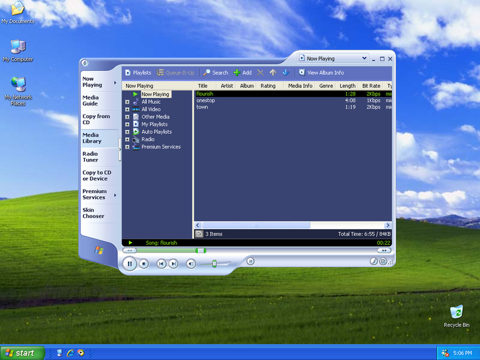 O reprodutor padrão de mídia da Microsoft também trouxe novidades no XP (Foto: Reprodução)