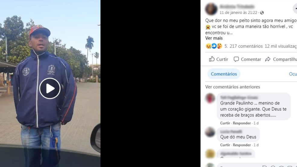 Em vídeo publicado nas redes sociais, amigos de Paulo Henrique Silva Neves lamentam a morte e afirmam que o rapaz lidava com problemas mentais — Foto: Facebook /Reprodução