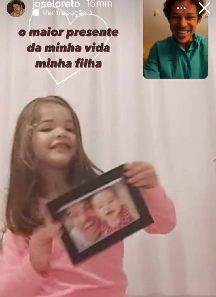 José Loreto mostra chamada de vídeo com a filha, Bella (Foto: Reprodução / Instagram)