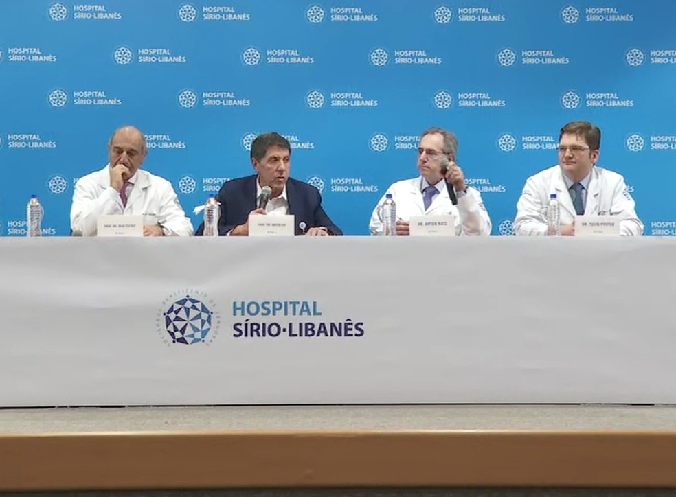 Coletiva de médicos sobre o tratamento de Bruno Covas — Foto: Reprodução/TV Globo