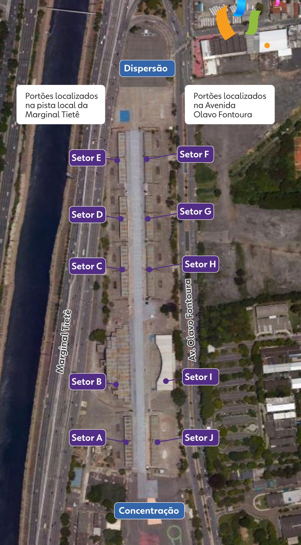 Mapa do Samb&oacute;dromo do Anhembi de S&atilde;o Paulo &mdash; Foto: Elcio Horiuchi/G1