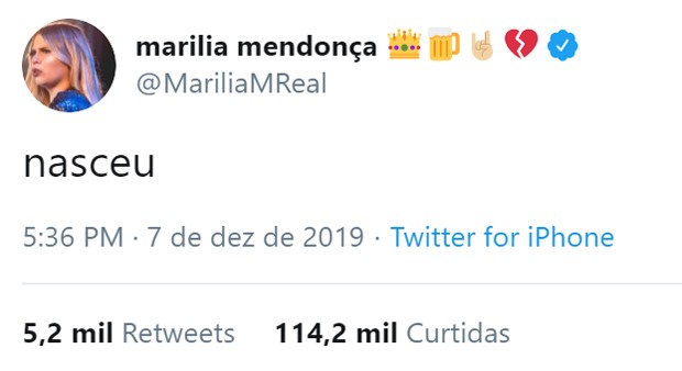 Marília Mendonça trolla fãs sobre nascimento do filho (Foto: Reprodução/Twitter)