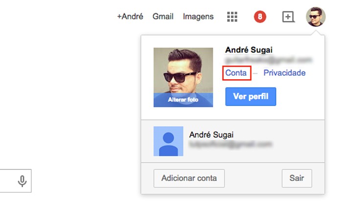 Acesse seu perfil do Google (Foto: Reprodução/André Sugai)