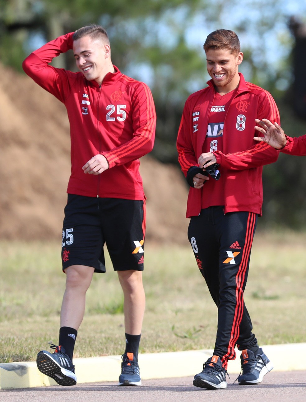 Piris e Cu&eacute;llar em 2018: concorrentes em momentos opostos no Flamengo &mdash; Foto: Gilvan de Souza / Flamengo