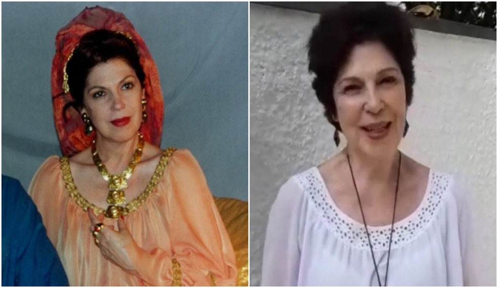 Ester Góes em 'Explode Coração' e atualmente — Foto: Globo; Reprodução/Instagram