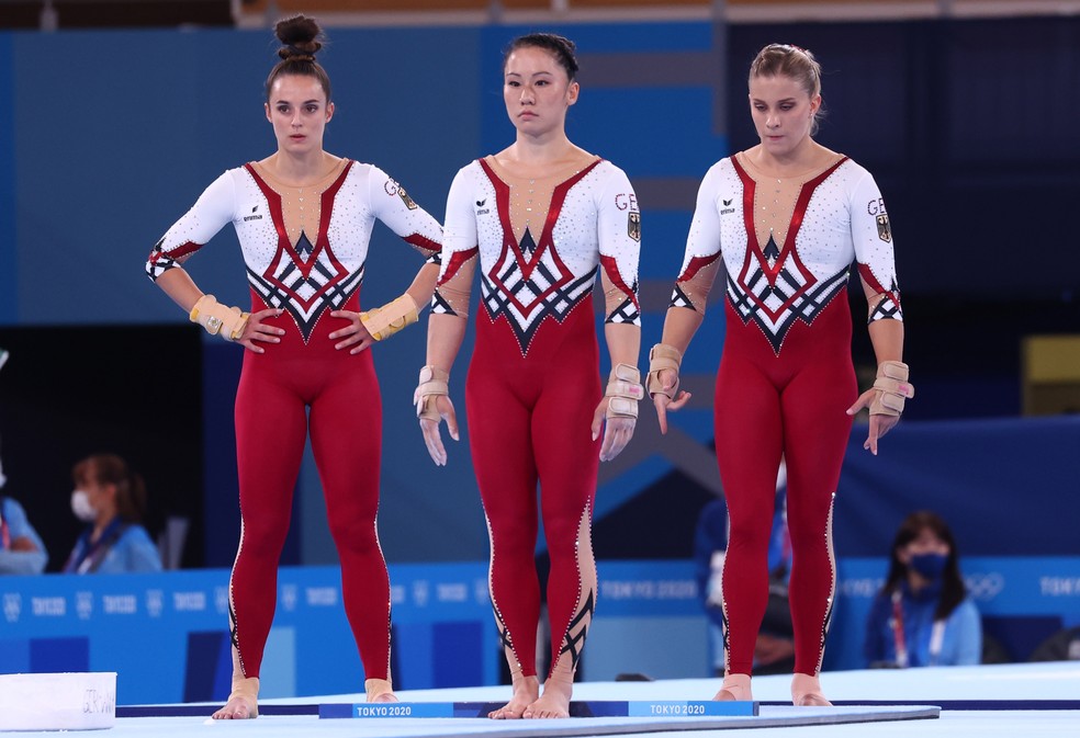 Ginastas da Alemanha durante os Jogos Olímpicos de Tóquio — Foto: Reuters/Mike Blake