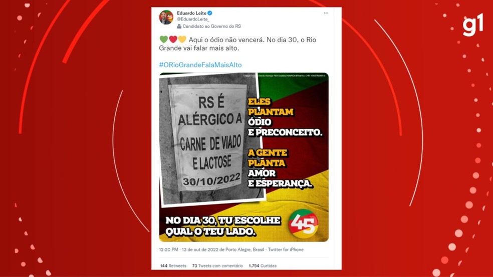 Imagem usada pela campanha do candidato ao governo do estado, Eduardo Leite — Foto: Redes sociais/Reprodução