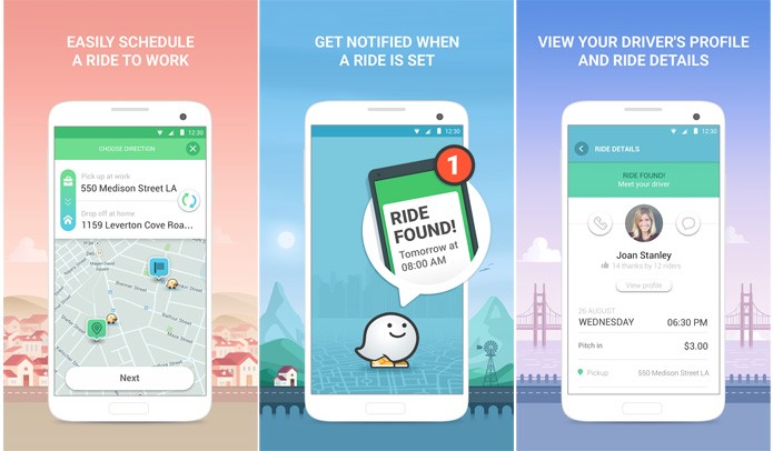 O RideWith usa as rotas do Waze para encontrar quem precisa de carona (Reprodução/Google Play Store)