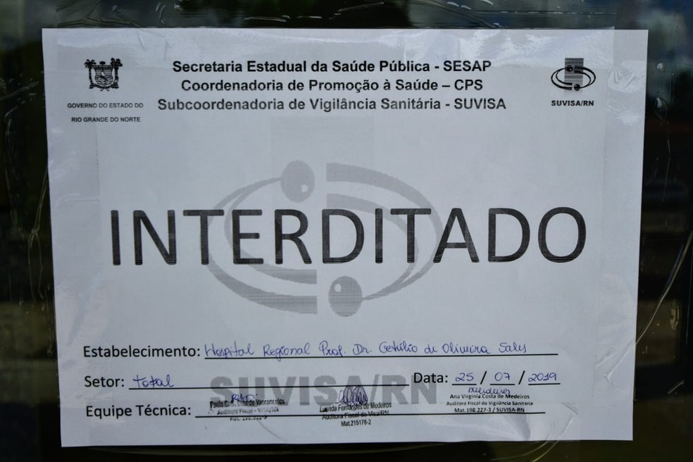 Hospital Regional de Canguaretama foi interditado nesta quinta-feira (25) — Foto: Pedro Vitorino