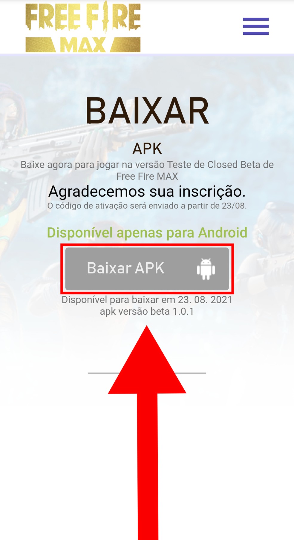 Passo 4: clique em "Download APK" para baixar o Free Fire Max quando o APK estiver disponível — Foto: Reprodução