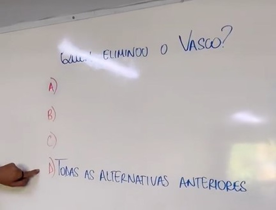Professor criou questão de múltipla escolha com a derrota do Vasco na Copa do Brasil