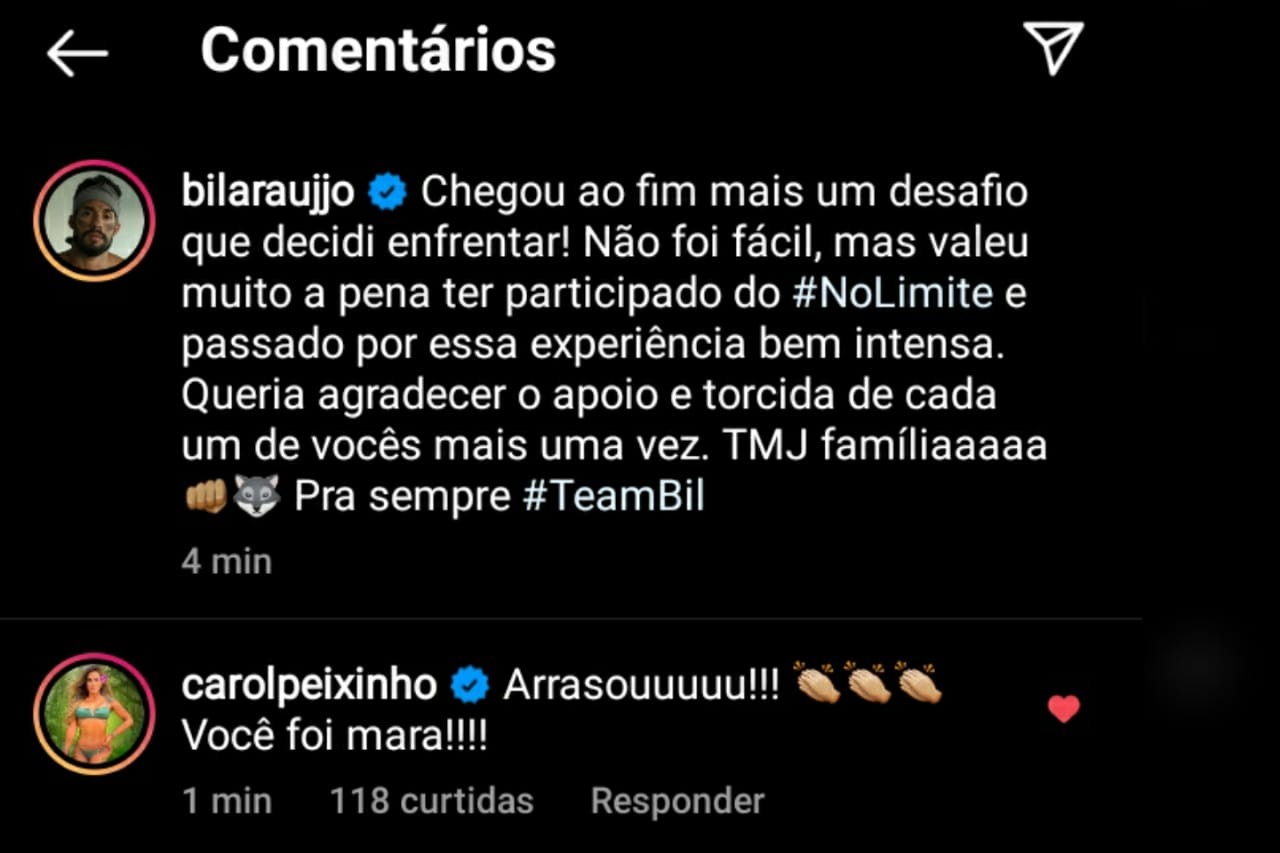 Carol Peixinho manda mensagem a Arcrebiano após No Limite (Foto: Reprodução/Instagram)