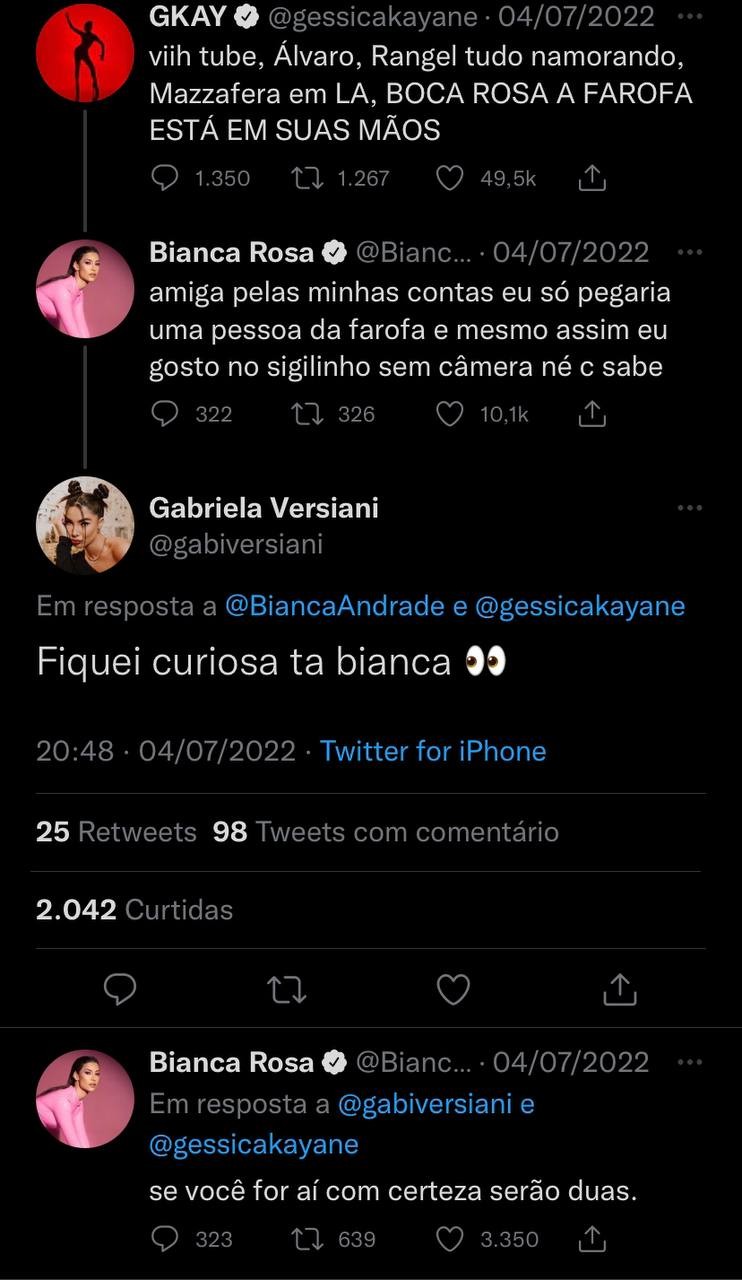 Gabriela Versiani e Bianca Andrade flertam nas redes sociais (Foto: Reprodução / Instagram)