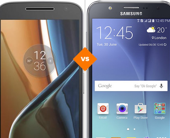 Confira o comparativo entre os intermediários Moto G 4 e Galaxy J7 (Foto: Arte/TechTudo)