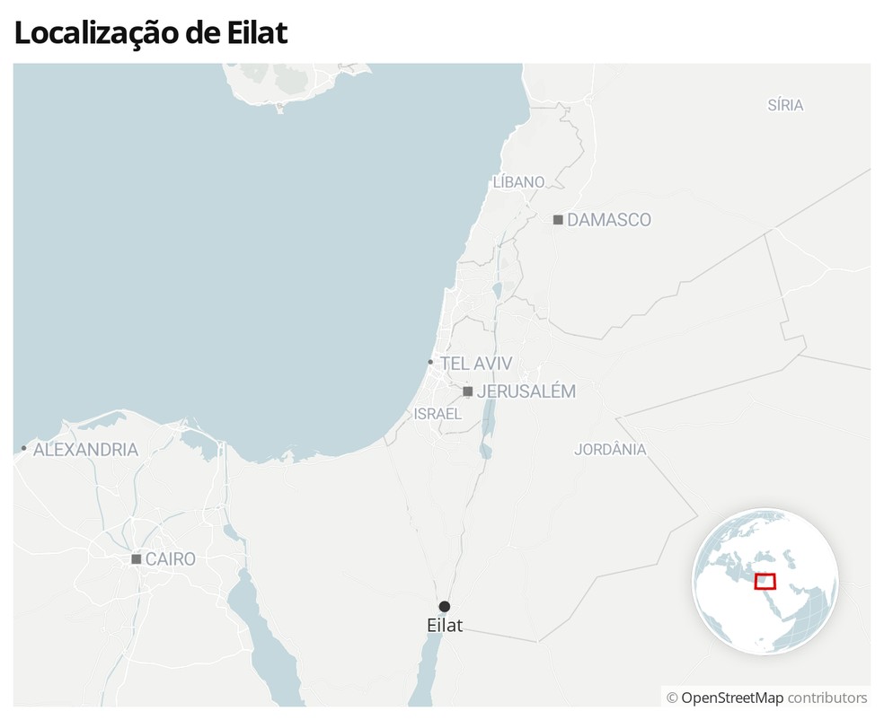 Mapa mostra localização da cidade ao sul de Israel — Foto:  G1