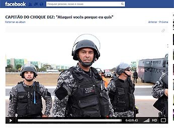 Página em rede social mostra capitão da PM que jogou gás em manifestantes (Foto: Facebook/Reprodução)