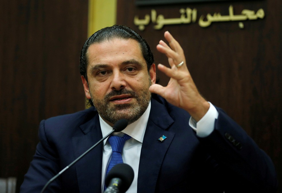 O primeiro-ministro libanês Saad al-Hariri durante coletiva de imprensa, em outubro (Foto: Mohamed Azakir/Reuters)
