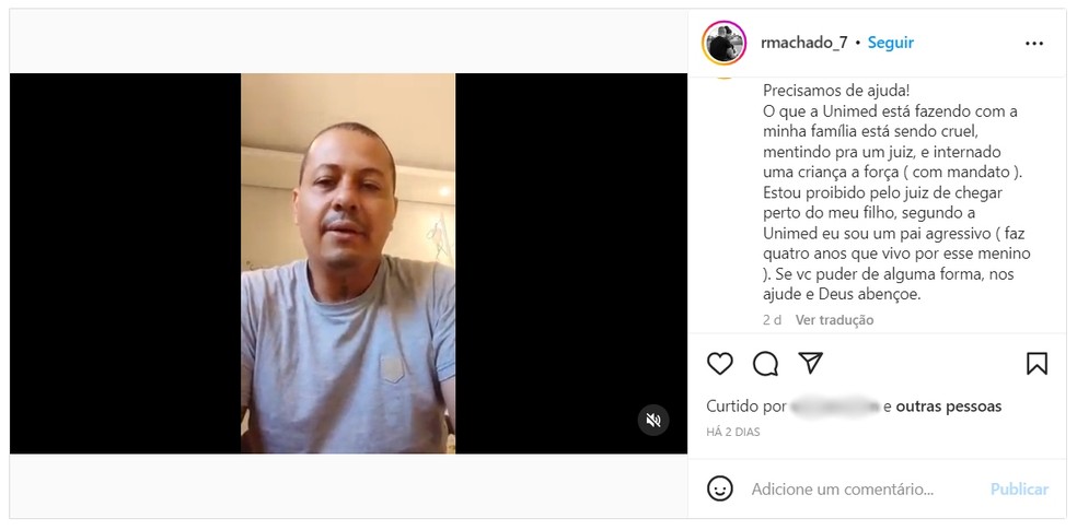 Pai falou sobre o caso do filho de 3 anos em Bauru — Foto: Instagram/Reprodução