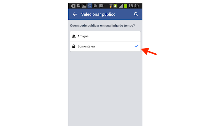 Impedindo que pessoas publiquem na linha do tempo de um usuário do Facebook pelo Android (Foto: Reprodução/Marvin Costa)