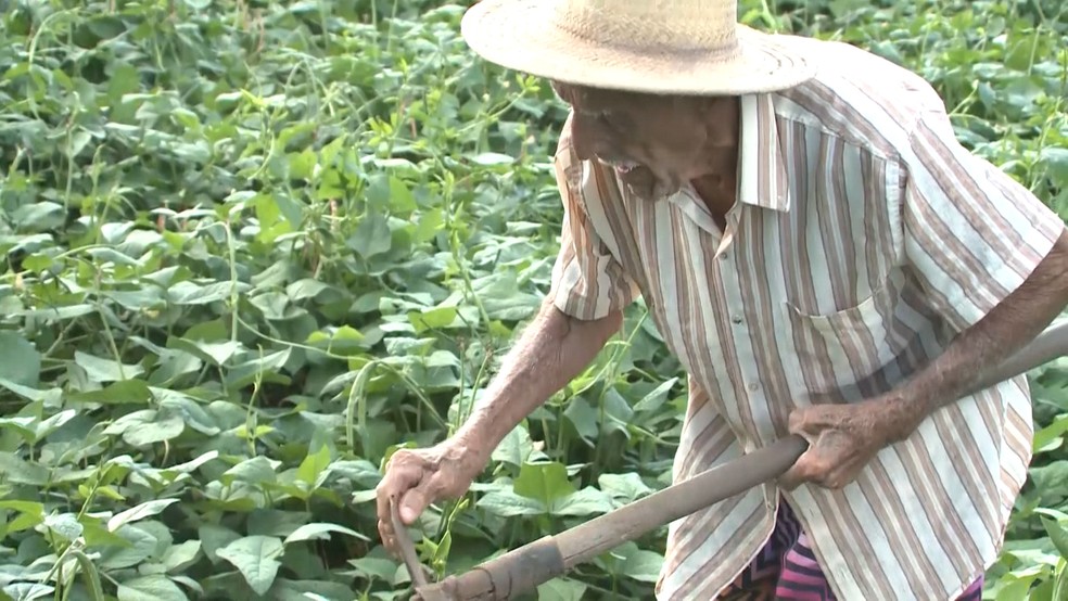O agricultor não cogita deixar o trabalho na roça e ganha mais ânimo para continuar vivendo (Foto: Reprodução/TV Paraíba)