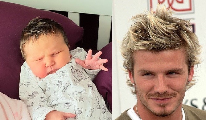 Bebê nasce com luzes no cabelo e mãe brinca: parece David Beckham (Foto: Reprodução)