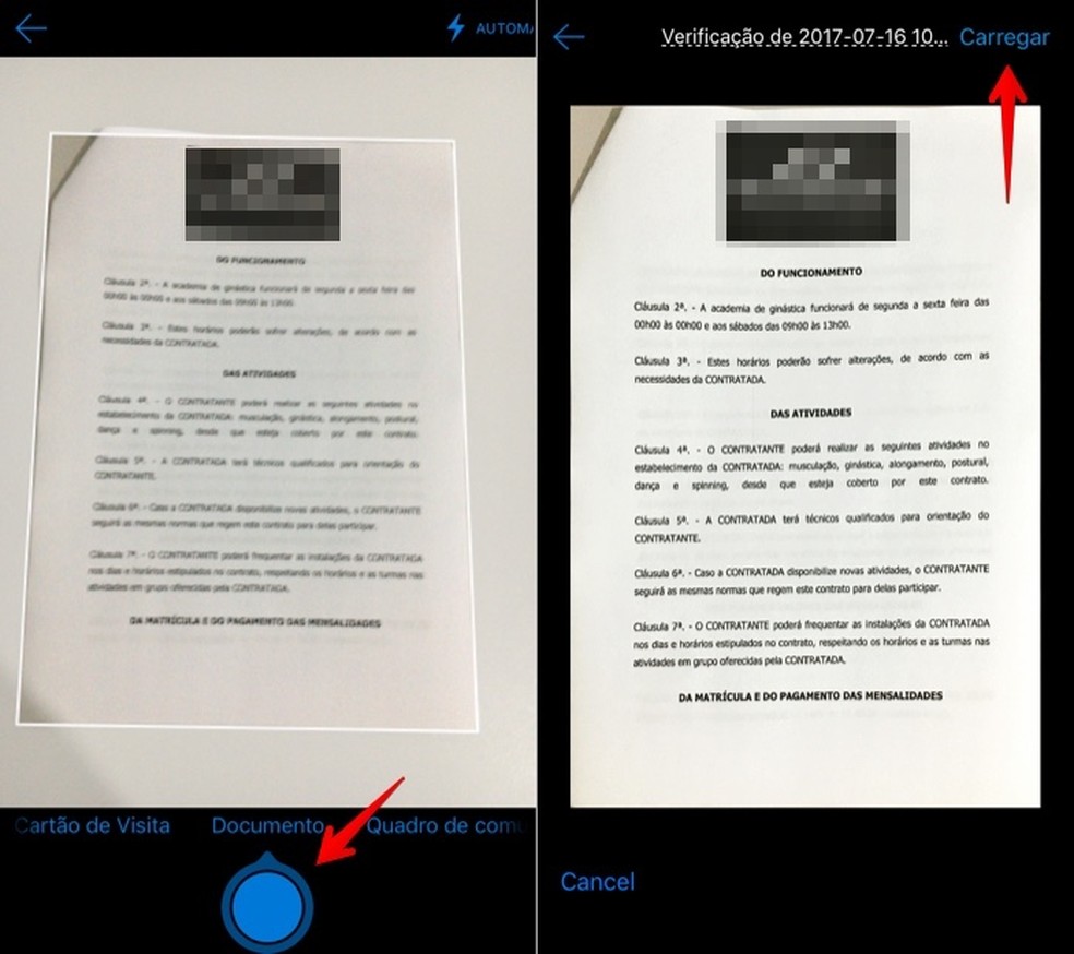 Capture a imagem do documento ou anotação no OneDrive (Foto: Reprodução/Helito Bijora)