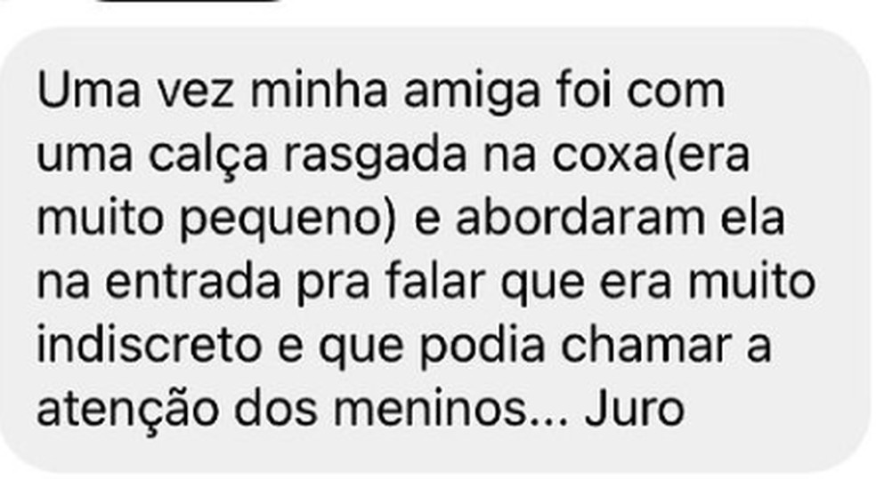 Relato de uma aluna da Fundação em uma rede social. — Foto: Reprodução