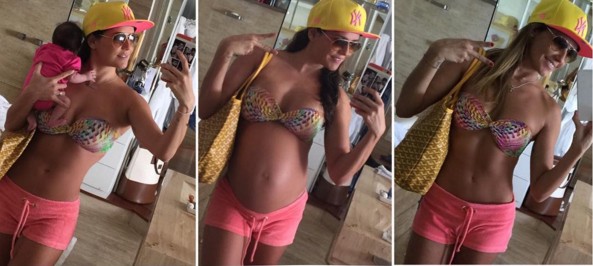 Deborah Secco em três momentos da direita para a esquerda: antes da gravidez, durante e com Maria Flor (Foto: Reprodução - Instagram)