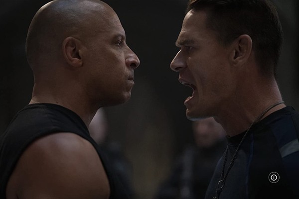 Os atores Vin Diesel e John Cena em Velozes & Furiosos 9 (2021) (Foto: Reprodução)