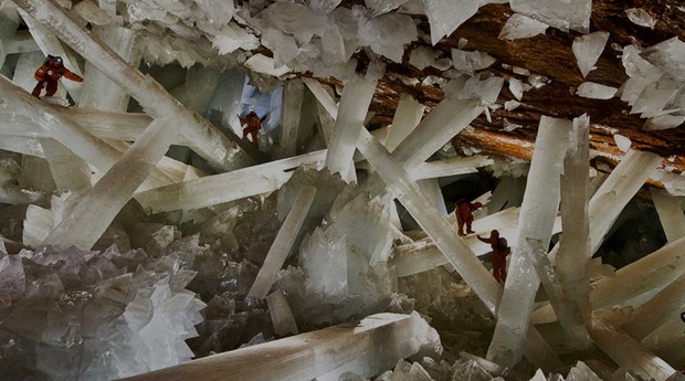 Os cristais da gruta de Naica, no México (Foto: Reprodução)