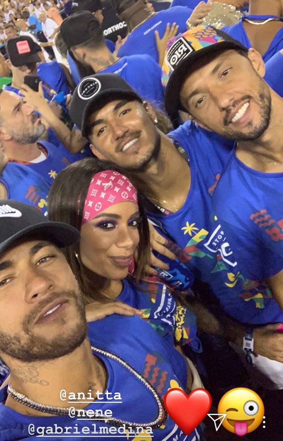 Neymar, Anitta, Gabriel Medina e Nenê — Foto: Reprodução / Instagram