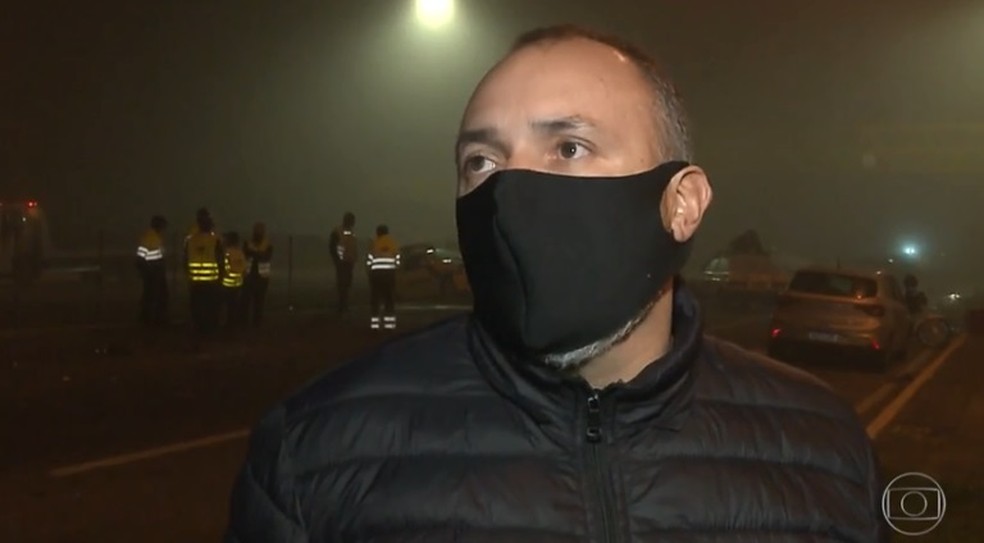 Ricardo Xavier conseguiu sobreviver ao acidente e fala da cena trágica que viu  — Foto: Reprodução/Bom dia Brasil 