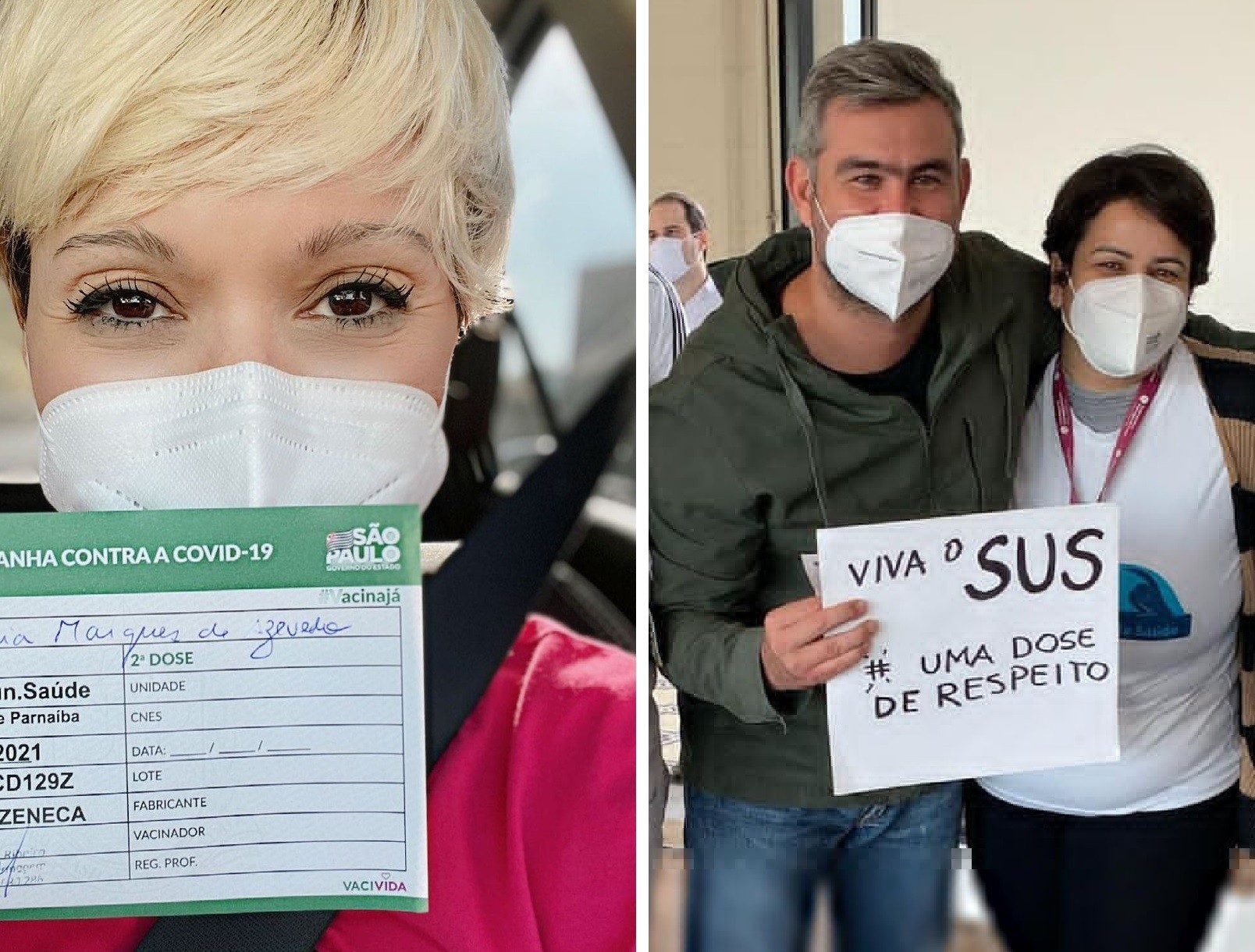 Patrícia Marx e Thierry Figueira são vacinados contra Covid-19 (Foto: Reprodução/Instagram)