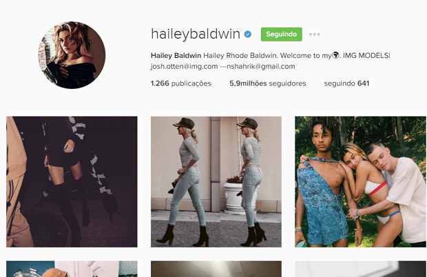 Hailey Baldwin apagou imagem momentos depois (Foto: Reprodução/Instagram)
