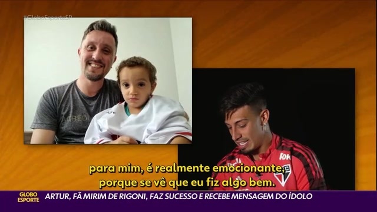 Artur, fã mirim de Rigoni, faz sucesso na internet e recebe mensagem do ídolo