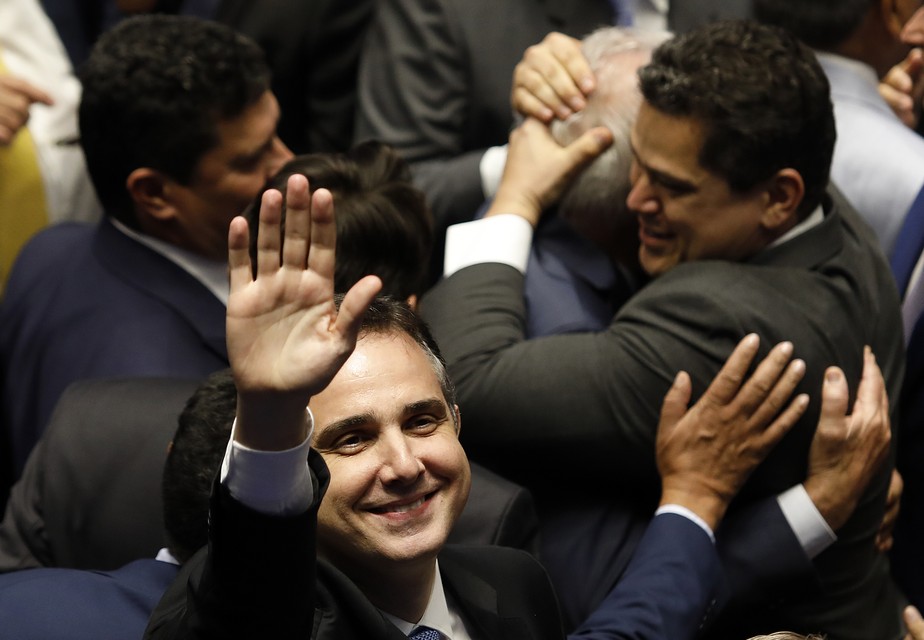 Rodrigo Pacheco (PSD-MG) após ser reeleito presidente do Senado